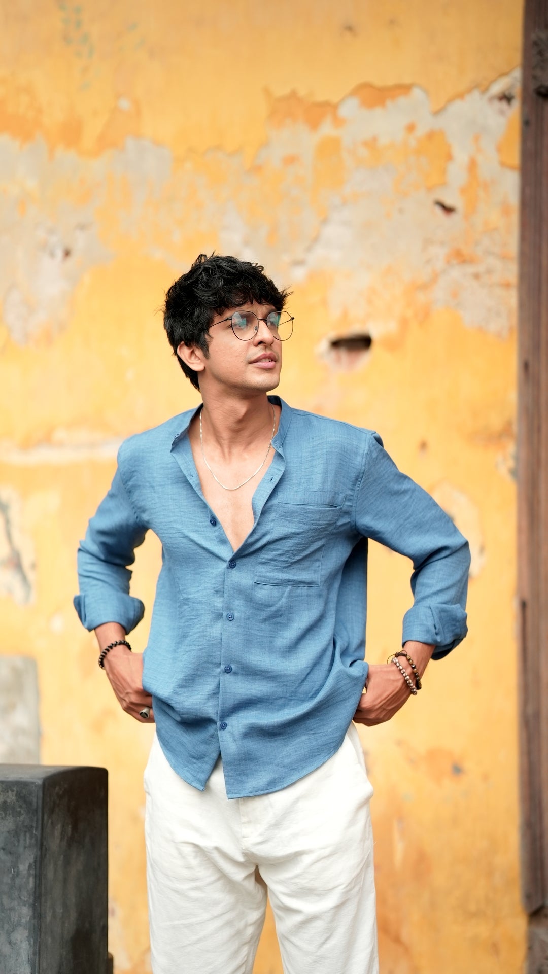 Men's Solid Full Sleeve Shirt Denim Blue