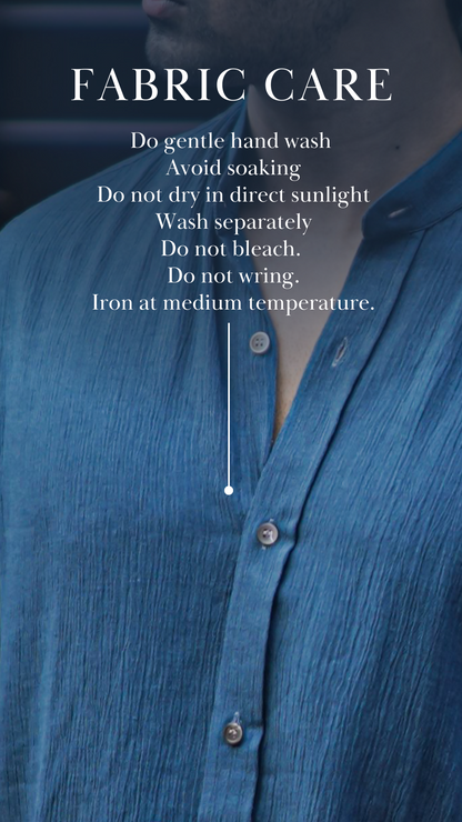 Fabric care - Do gentle hand wash  Avoid soaking Do not dry in direct sunlight Wash separately Do not bleach.  Do not wring. Iron at medium temperature.